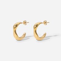 Mode Einfache 14k Gold-überzogene Edelstahl Unregelmäßigen C-förmigen Ohrringe main image 3