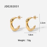 Mode Einfache 14k Gold-überzogene Edelstahl Unregelmäßigen C-förmigen Ohrringe sku image 1