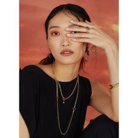Collar De Acero Inoxidable Chapado En Oro De 18k Con Colgante De Perlas Negras De Moda main image 5
