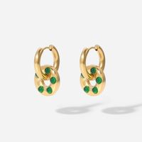 Fashion 14k Gold Imitation Agate Pendant Stainless Steel Earrings main image 5