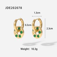 Fashion 14k Gold Imitation Agate Pendant Stainless Steel Earrings sku image 1