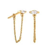 Fashion Eyes Shape Zircon Chain Tassel Copper Earrings main image 5