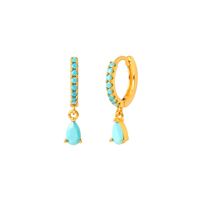 Fashion Geometric Water Drop Leaf Round Turquoise Copper Earrings main image 5