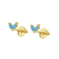 Fashion Geometric Water Drop Leaf Round Turquoise Copper Earrings sku image 1