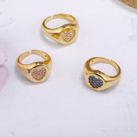 Heart-shaped Ring Women's 18k Real Gold Non-fading Micro Inlaid Zircon Adjustable Open Ring main image 3