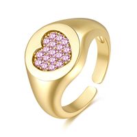 Heart-shaped Ring Women's 18k Real Gold Non-fading Micro Inlaid Zircon Adjustable Open Ring main image 2