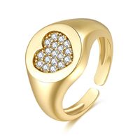 Heart-shaped Ring Women's 18k Real Gold Non-fading Micro Inlaid Zircon Adjustable Open Ring sku image 1