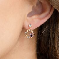 Pink Heart Stud Earring Micro Inlaid Zircon Exquisite Heart-shaped Ear Studs main image 5