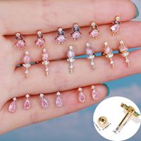 Estilo Japonés Y Coreano Exquisito Corazón De Melocotón Rosa Perno De Hueso De La Oreja Varilla De Acero Inoxidable Piercing De Bola De Giro Pendientes De Oreja Pendientes De Venta Caliente main image 1