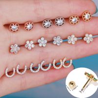 Geometry Zircon Ear Bone Stud Stainless Steel Rod Piercing Twist Ball Ear Stud main image 1