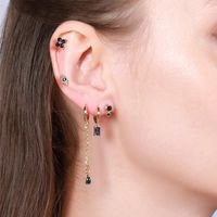 Geometric Brass Gem Earrings Ear Studs In Bulk main image 5