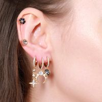 Geometric Brass Gem Earrings Ear Studs In Bulk main image 2
