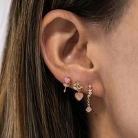 Pink Oil Drop Heart Stud Earrings 18k Gold Non-fading Earring Heart-shaped Ear Stud main image 1