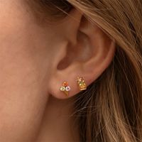 Geometric Brass Gem Earrings Ear Studs main image 3