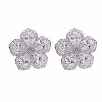 Coréenne Nouveau Boucles D'oreilles À La Mode Personnalisé Coloré Zircon Boucles D'oreilles En Argent Sterling Aiguille Trois-dimensions Fleur Boucles D'oreilles Pour Les Femmes sku image 2