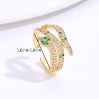 Fashion Retro Copper Inlaid Color Zirconium Copper Electroplated 18k Gold Snake Ring sku image 1
