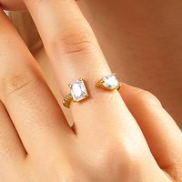 Fashion Simple Copper Material Plating 18k Gold Open-end Zircon Ring main image 1