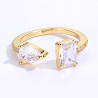Fashion Simple Copper Material Plating 18k Gold Open-end Zircon Ring main image 5