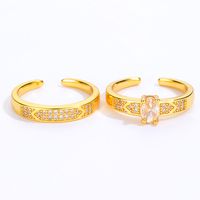 Simple Fashion Copper Electroplated 18k Gold Zircon Geometric Ring Open Ring main image 2