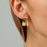 Fashion Simple Copper Electroplated 18k Gold Zircon Sequins Charm Earrings main image 1