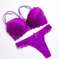 Mode Plus La Taille Dentelle Solide Couleur Soutien-gorge T-back Lingerie Ensemble main image 6