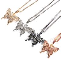 Fashion Simple Inlaid Rhinestone Butterfly Pendant Alloy Necklace main image 1