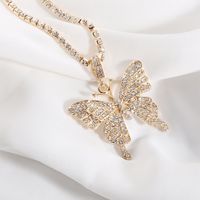 Fashion Simple Inlaid Rhinestone Butterfly Pendant Alloy Necklace main image 3