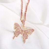 Fashion Simple Inlaid Rhinestone Butterfly Pendant Alloy Necklace sku image 4