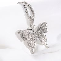 Fashion Simple Inlaid Rhinestone Butterfly Pendant Alloy Necklace sku image 2