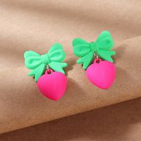 Europe And America Creative Wild Frosted Bow Peach Heart Earrings sku image 1