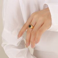 Nueva Moda Anillo De Acero Inoxidable Geométrico Con Cara Sonriente Linda Chapada En Oro Sin Desvanecimiento sku image 3