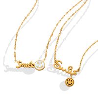 Fashion English Letter Smile Face Pendant  Titanium Steel Gold-plated Collarbone Necklace main image 3