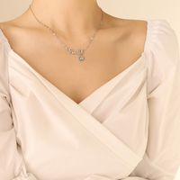 Fashion English Letter Smile Face Pendant  Titanium Steel Gold-plated Collarbone Necklace sku image 2