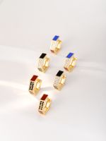 Creative Fashion Colorful Rectangle Drip Oil Zircon Inlay Earrings Ear Clip main image 7