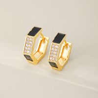 Créatrice De Mode Coloré Rectangle Goutte À Goutte Huile Zircon Incrustation Boucles D'oreilles Oreille Clip main image 2