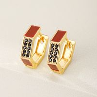 Creative Fashion Colorful Rectangle Drip Oil Zircon Inlay Earrings Ear Clip main image 3