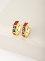 Creative Fashion Colorful Rectangle Drip Oil Zircon Inlay Earrings Ear Clip main image 5