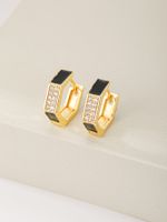 Creative Fashion Colorful Rectangle Drip Oil Zircon Inlay Earrings Ear Clip main image 6