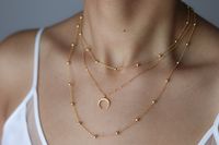 Fashion Bead Chain Sweater Chain Horn Three-layer Long Necklace main image 3