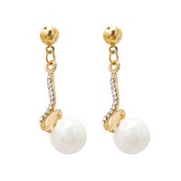 Pendientes Geométricos De Circonio Con Micro Incrustaciones De Perlas Trenzadas Simples De Moda Para Mujer sku image 1