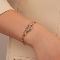 Fashion Micro Inlaid Zircon Butterfly Double Layer Chain Metal Geometry Bracelet Female main image 1