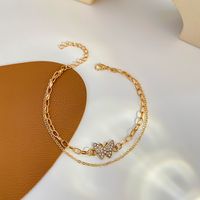 Fashion Micro Inlaid Zircon Butterfly Double Layer Chain Metal Geometry Bracelet Female main image 3