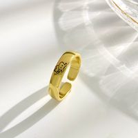Mode Einfache Cartoon Knochen Welpen Kupfer Umschaltbar Index Finger Ring Paar main image 3