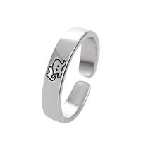 Fashion Simple Cartoon Bone Puppy Copper Switchable  Index Finger Ring Couple sku image 4