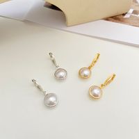 Fashion Simple Round Pearl Geometric Copper Ear Clip Earrings main image 5