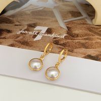 Fashion Simple Round Pearl Geometric Copper Ear Clip Earrings main image 4