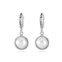 Fashion Simple Round Pearl Geometric Copper Ear Clip Earrings sku image 2