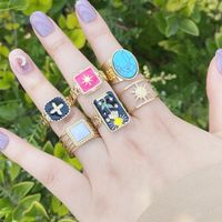 Novel Fashion Cross Daisy Stainless Steel Personality Ring main image 6