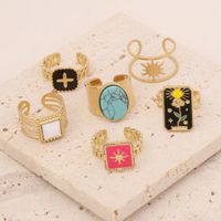 Novel Fashion Cross Daisy Stainless Steel Personality Ring main image 4