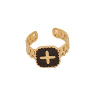 Novel Fashion Cross Daisy Stainless Steel Personality Ring main image 5